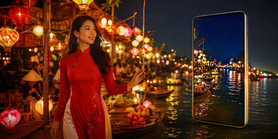 Ứng dụng casino di động phong cách Hội An với áo dài Việt Nam